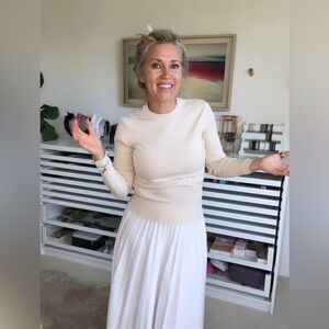 Meena high waisted sweater knit top in vanilla M